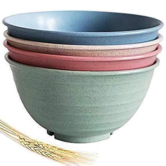 wycnly Wheat Straw Bowls Set of 4 Microwave Dishwasher Safe Cereal Bowl BPA Free Eco Friendly Plastic Alternative 18 cm