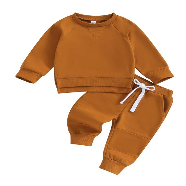 Newborn Infant Baby Boy Outfits Long Sleeve Split Hem Sweatshirt Tops Pocket Pants 2Pcs Set Fall Clothes