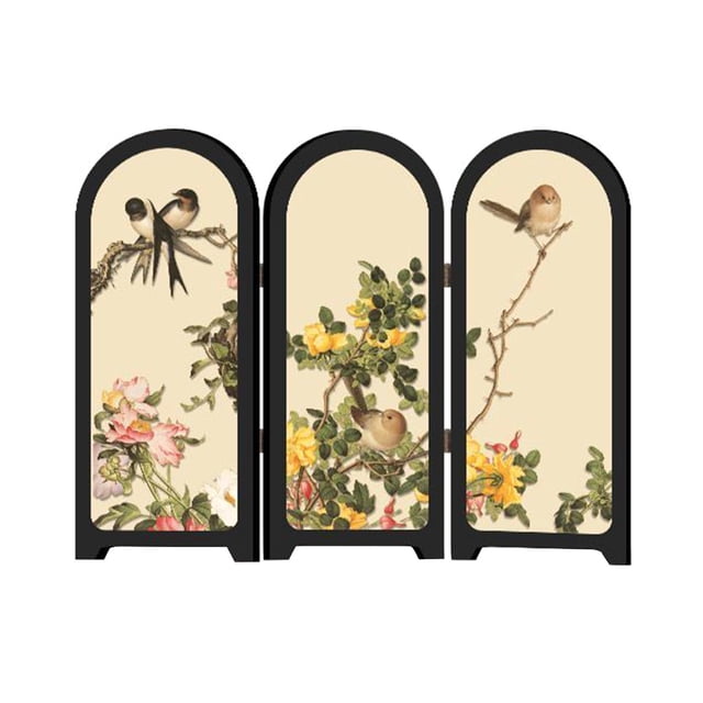Siruishop Chinese Design Mini Screen Ornament 3 Panel Divider for Fireplace Countertop B
