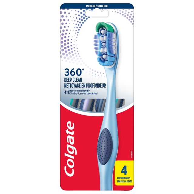 Colgate 360 Toothbrush with Tongue and Cheek Cleaner, Medium