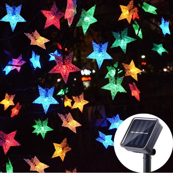 Guirlandes Lumineuses Solaires d'Extérieur en Forme d'Étoiles 30 Pieds 50 LED Lumières Scintillantes Multicolores en Forme d'Étoiles Lumières de Décoration de Jardin à Énergie Solaire Maison de Jeu Pelouse Patio Éclairage de Paysage pour Noël Fête de Printemps Été