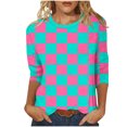 thumbnail image 2 of T-shirt Imprimé Chic pour Femme, Blouse Décontractée Tendance, Tissu Polyester Doux, Col Rond à Manches 3/4, Conçu pour un Usage Quotidien Polyvalent, 2 of 8