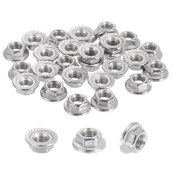 30 Pcs M5x0.8mm Serrated Flange Hex Lock Nuts, 304 Stainless Steel Metric Nut