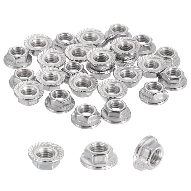 30 Pcs M5x0.8mm Serrated Flange Hex Lock Nuts, 304 Stainless Steel Metric Nut