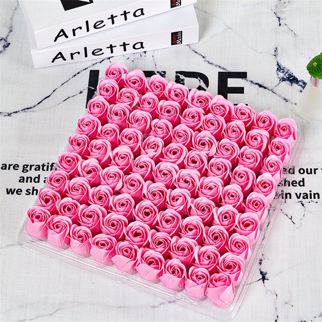 Tête de Fleur de Savon Rose à Trois Couches Sans Base Simulation Rose Fleur Éternelle
