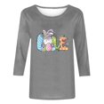 thumbnail image 4 of Xihbxyly Hauts Grande Taille pour Femmes Manches 3/4 T-shirt Imprimé Col Rond de Pâques Manches 3/4 Chandail Col Rond Cadeau de Vacances, 4 of 5