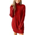 thumbnail image 1 of EGNMCR Chandails pour Femmes Chandail à Col Rond Surdimensionné Automne Tricot Torsadé Manches Longues Chandails Courts Épais Robes, 1 of 1