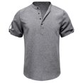 thumbnail image 4 of Kaemgyyd Men's Henley Shirts Stylish Short Sleeve Casual Button Tops Lightweight Solid Color Classic Basic Tee, 4 of 5
