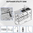 thumbnail image 1 of Bingirl Évier Utilitaire en Acier Inoxydable Freeest&ing avec Deux Bols 47 * 18 * 35 Po Pieds Ajustables Drainage Efficace Résistant aux Obstructions Robinet Coulissant en Acier Inoxydable 304 Rangement pour Couteaux Étagère Ouverte, 1 of 5
