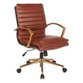 thumbnail image 1 of OSP Home Furnishings Mid-Back Saddle Brown Faux Leather Chair with Gold Finish, 1 of 7