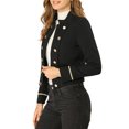 thumbnail image 4 of INSPIRE CHIC Women's Stand Collar Open Front Button Decor Casual Steampunk Jacket Black 2XL, 4 of 7