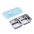 thumbnail image 2 of Stainless Steel Double Compartment Snack Container with Leak-Proof Lid, Reusable, Dishwasher Safe, Compact Stackable Food Storage for Snacks and Dips, 2 of 8