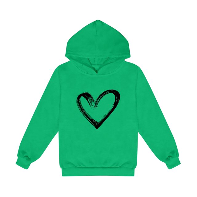 2025 1-14 Ans Garçons et Filles Sweat à Capuche Manches Longues T-Shirt Imprimé Sweat à Capuche Vert