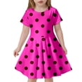 thumbnail image 1 of Robe Fille Enfant Filles Été Imprimé à Pois Ajustée Douce Respirante à Manches Courtes Robe Décontractée Robe Enfant Fille Rose Vif 4 Ans-5 Ans, 1 of 4