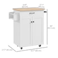 thumbnail image 3 of HOMCOM Kitchen Island on Wheels, Kitchen Cart with Solid Wood Top, White, 3 of 10
