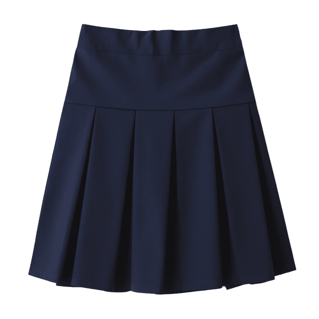 Unizone Uniforms Jupe-Short Plissée pour Filles en Grande Taille, en Mélange de Coton Respirant. la Jupe Est Conçue avec un style Plissé et une Couleur Marine Unie, Convient aux Uniformes Scolaires Ou aux Tenues Décontractées.