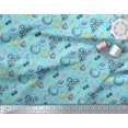 thumbnail image 2 of Soimoi Blue polyester Crepe Fabric Mix Fruits Print Sewing Fabric Yard 52 Inch Wide, 2 of 3