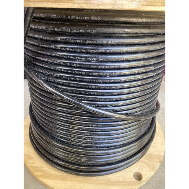 2 AWG 19-Stranded THHN Black Copper Building Wire (100ft cut)