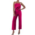 thumbnail image 1 of Soki Women's Off Shoulder Tube Top Rompers High Waist Long Wide Leg Pants Jumpsuits Open Back High Waist Jumpsuit, 1 of 8