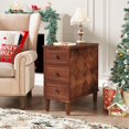 thumbnail image 3 of Tribesigns Solid Wood End Table, Fully Assembled Narrow Side Table with Drawers, Pre-Assembled Nightstand Slim Bedside Table for Small Spaces, Living Room, Bedroom, Brown, 3 of 8