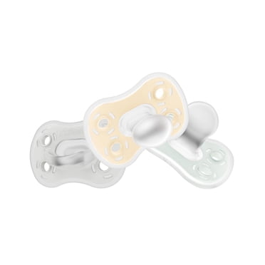 Dr. Brown's Advantage One-Piece Silicone Baby Pacifier, Fully Symmetrical Soother, Neutral, 0-6m, BPA Free, 3 Pack