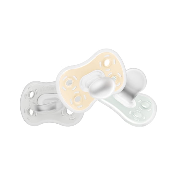 Dr. Brown's Advantage One-Piece Silicone Baby Pacifier, Fully Symmetrical Soother, Neutral, 0-6m, BPA Free, 3 Pack