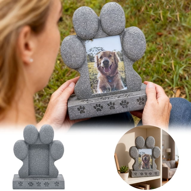 Plaque en Pierre Commémorative pour Animaux Souvenir Photo Sincère pour Chats et Chiens