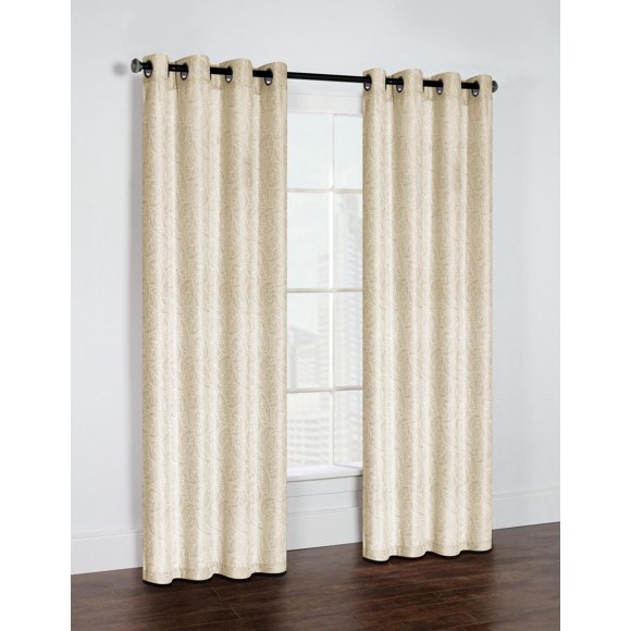 Loft Living Fenix Total Blackout Textured Grommet Single Curtain Panel 52" x 84" in Natural