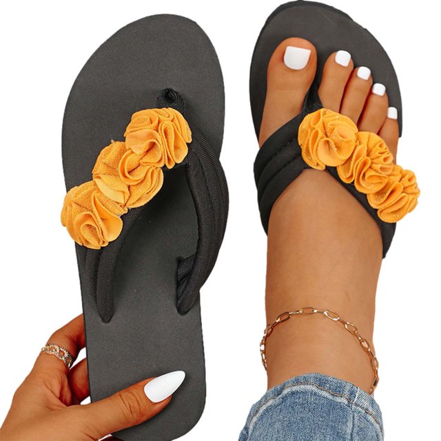 Dvkptbk Sandales Femmes Mode Chaussures pour Femmes Décontractées Bout Rond Talon Compensé Pantoufles Florales Sandales de Plage Chaussures pour Femmes