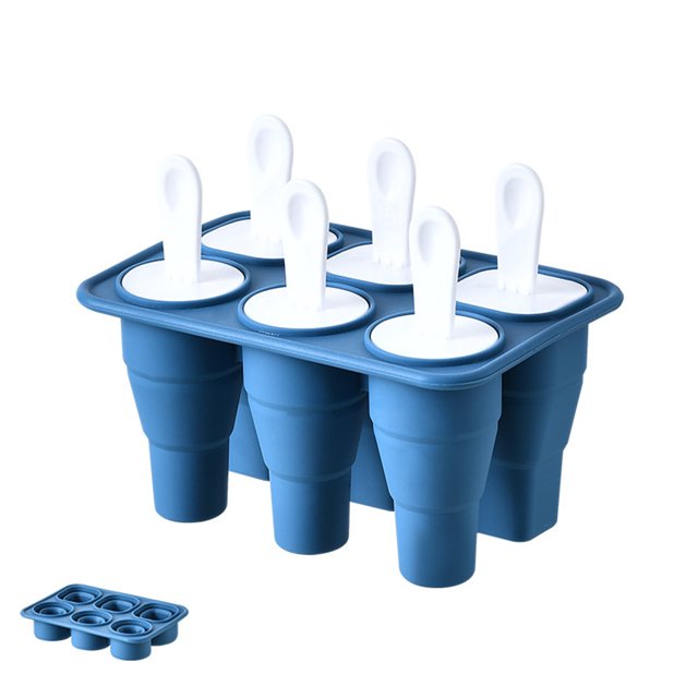 Ice Cream Molds Popsicle Silicone Collapsible Popsicles Molds with six mint green silicone ice pop molds and white reusable popsicle sticks. Designed for homemade popsicles and ice cream, these molds are BPA-free, eco-friendly, and easy to release. Collapsible for compact storage, they are ideal for kitchens, offices, and homes. Perfect for creating kid-friendly frozen treats using juices, yogurt, or purees.