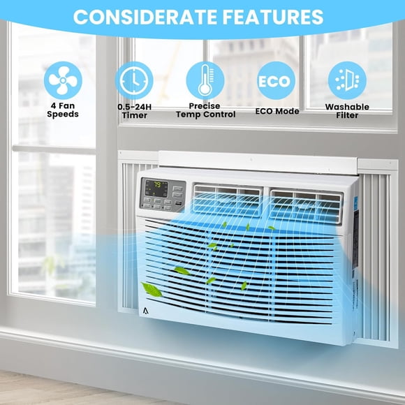 Zzistar 12000btu Window Air Conditioner , Wall Mounted Window Ac Units with Wi-fi Enabled, Reusable Filter ,Remote Control, Cooling Up to 550sq.ft