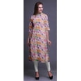 thumbnail image 2 of Bimba Printed Straight Kurtis For Women Button Down Mandarin Indian Tunic Small, 2 of 6