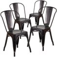 thumbnail image 1 of Commercial Grade 4 Pack Black-Antique Gold Metal Indoor-Outdoor Stackable Chair, 1 of 9