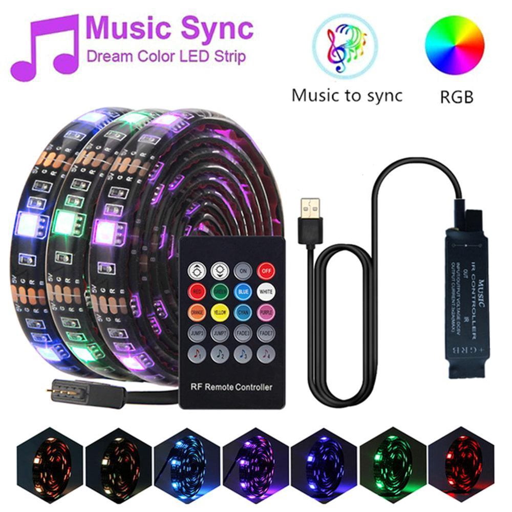 MesaSe USB LED Strip Light RGB 5V Music Controller Background Lighting TV Backlight Light Flexible LED Light