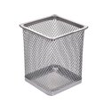 thumbnail image 3 of kurtrusly Mesh Metal Pen Holder Pot Smooth Edge Fashion Table Container Eraser Ruler Caddy Desk Stationery Holders Organizer Office Square/Silver, 3 of 8