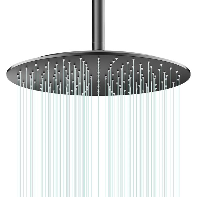 Pomme de Douche Pluie Ronde Pomme de Douche Débit Élevé Acier Inoxydable Pomme de Douche Pluie Conception Haute Pression (BChrome)