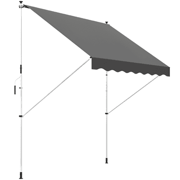 Outsunny Auvent Rétractable Manuel 10 X 5 Pi, Auvent Pare-Soleil pour Patio, Gris