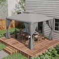 thumbnail image 2 of 12' Outdoor Patio Gazebo Pavilion Canopy Tent with Netting, Light Grey, 2 of 10