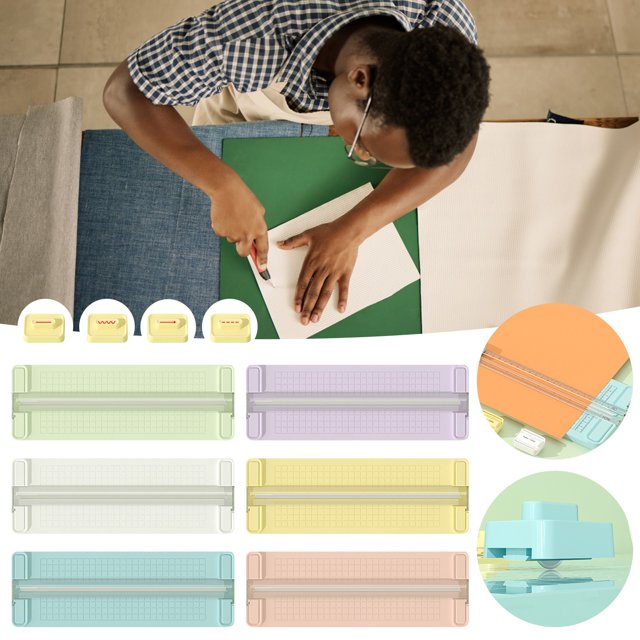 4 In 1 Bidirectional Paper Cutter Portable Paper Photo Trimme Paper Cutter For Craft With Straight Line Dotted Line Wavy Crease Head Multi Function Scrapbooking Tool Fo