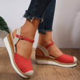 thumbnail image 3 of Ketyyh-chn99 Sandales pour Femme Chaussures pour Femmes Sandales Neuf pour Femmes 7 Compensées pour Femmes Espadrilles à Blocs de Couleur en Toile Chaussures à Semelle Compensée (Rouge, 8.5), 3 of 5