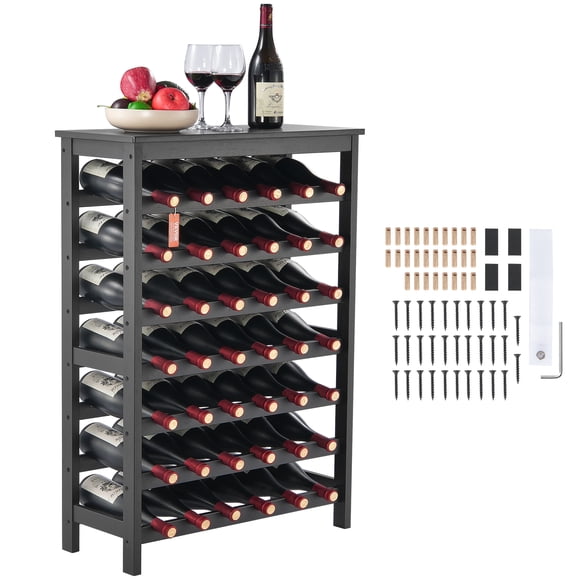 VEVOR Casier à Vin Modulaire à 7 Niveaux pour 42 Bouteilles, Étagère d'Exposition en Bois de Bambou avec Plateau
