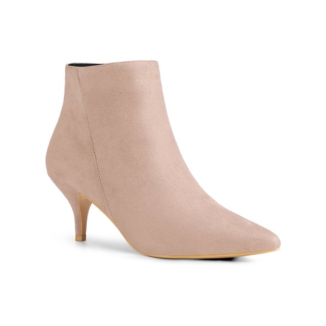 Unique Bargains Women's Pointed Toe Zip Stiletto Ankle Boots