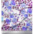 thumbnail image 1 of Soimoi Tissu Poly Georgette Feuilles et Imprimé de Fleurs de Roses, Tissu au Mètre, 42 Pouces de Large, 1 of 3