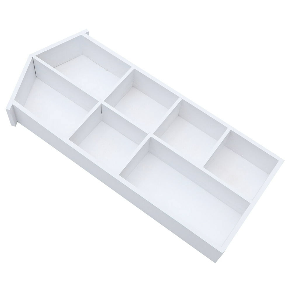 HLONKRetro Solid Wood Book Shelf Wall Mounted Storage Rack Decorative Bookshelf Bookrack (White 7 Grid)