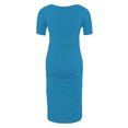 thumbnail image 4 of yoeyez Liquidation de Vêtements de Maternité Robe Grande Taille Femme Manches Courtes Col Rond Robe Simple Shower de Bébé Tenue Quotidienne Robe Soleil Robe Moulante Froncée Midi Robes Ajustées Bleu Ciel,TG, 4 of 6