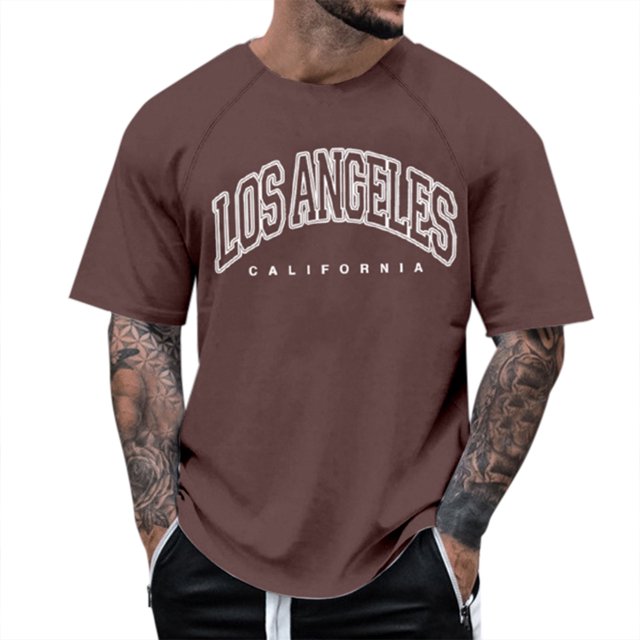 T-Shirt à Manches Courtes à Manches Raglan pour Hommes avec Imprimé Lettre - Col Rond, Tendance Mode, Parfait pour les Occasions Quotidiennes et Décontractées