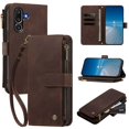 thumbnail image 3 of Samsung Galaxy M56 Wallet Cover with Zipper Pocket, Brown, 3 of 6