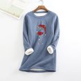 thumbnail image 2 of IROINID Liquidation Chandail de Noël pour Femmes Imprimé Manches Régulières Automne Hiver Ample Vacances Détente Manches Col Rond Chemise Hauts, Bleu, 2 of 5