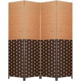 thumbnail image 1 of FDW 4-Panel Folding Room Divider Wood Screen with Mesh Woven Design, Portable Home & Office Partition, CM, 1 of 7