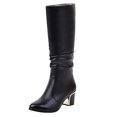 thumbnail image 2 of LSLJS Bottes à Talons Hauts Décontractées d'Hiver pour Femmes, Bout Rond Uni, Bottes Mi-Mollet pour Femmes, Bottes pour Femmes, 2 of 9